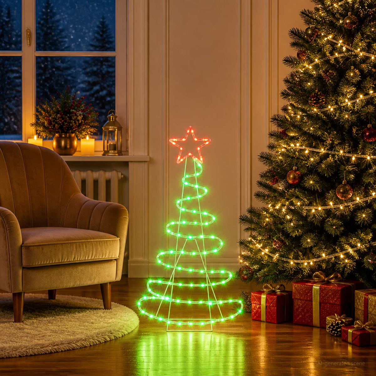 vidaXL LED Sign Christmas Tree LOVIISA 100 LEDs Red and Green