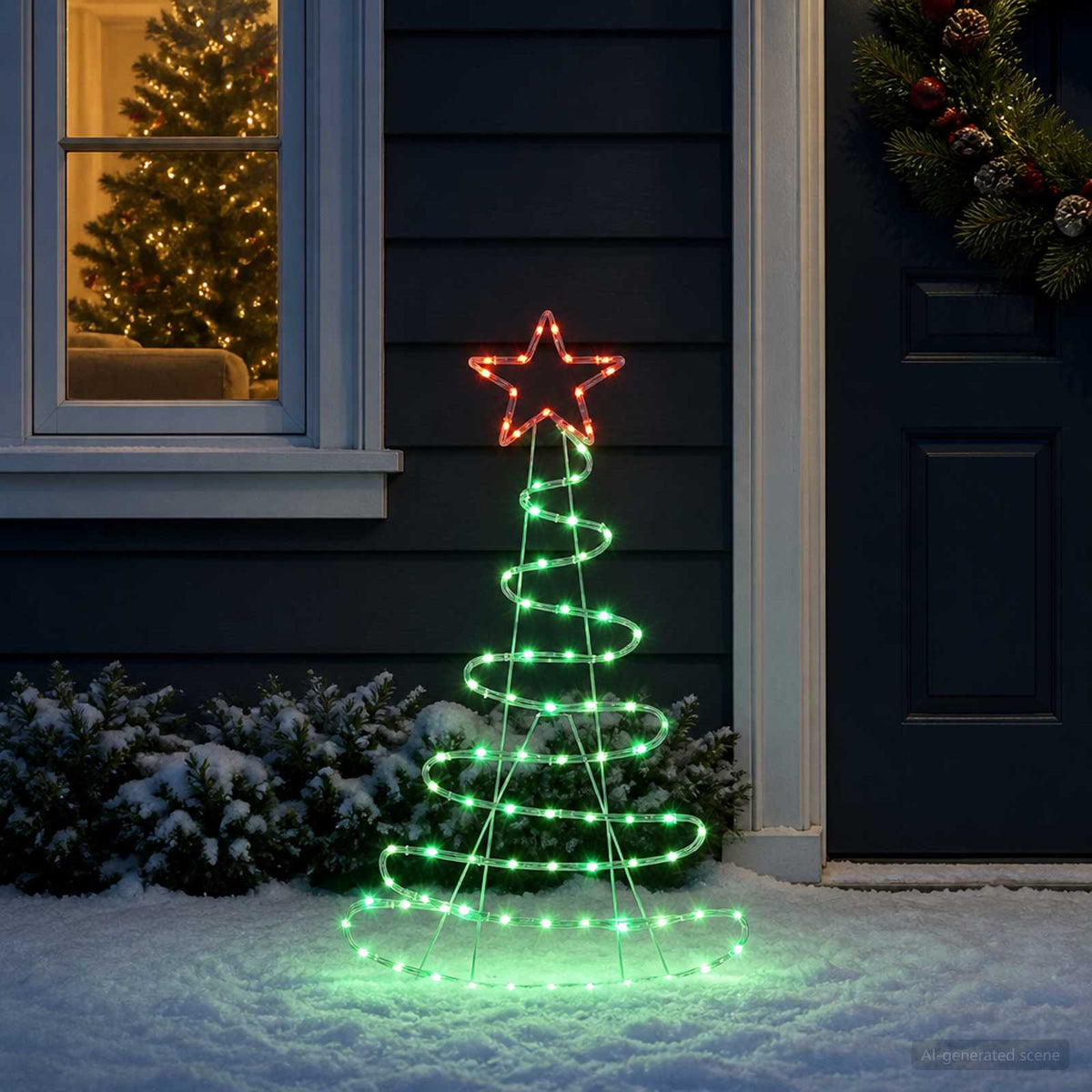 vidaXL LED Sign Christmas Tree LOVIISA 100 LEDs Red and Green