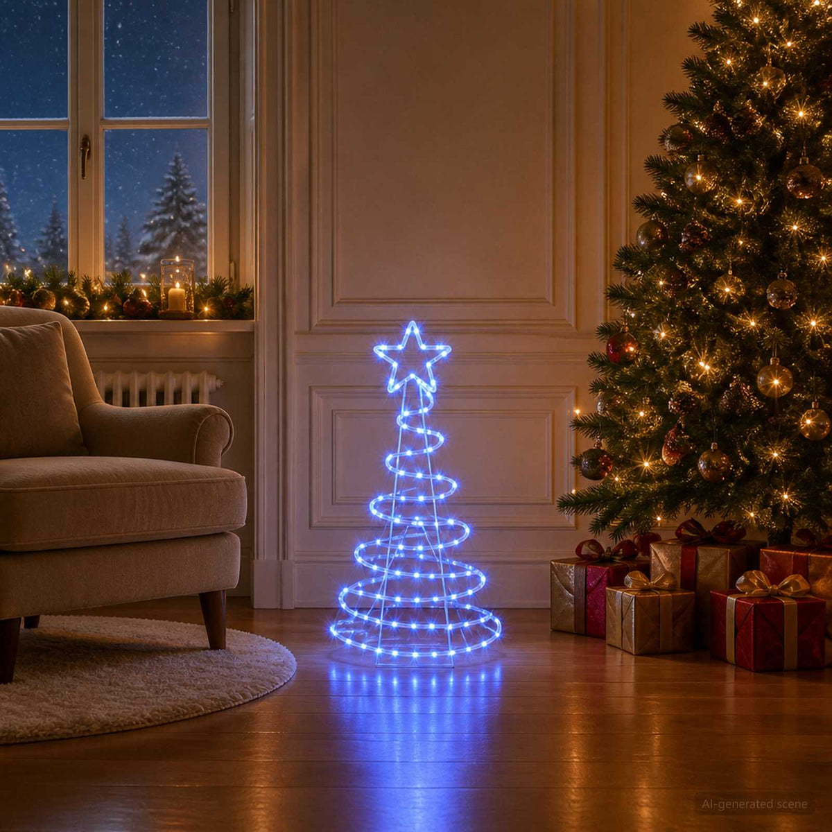 vidaXL LED Sign Christmas Tree LOVIISA 100 LEDs Blue 51 x 99 cm