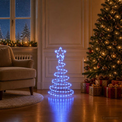 vidaXL LED Sign Christmas Tree LOVIISA 100 LEDs Blue 51 x 99 cm