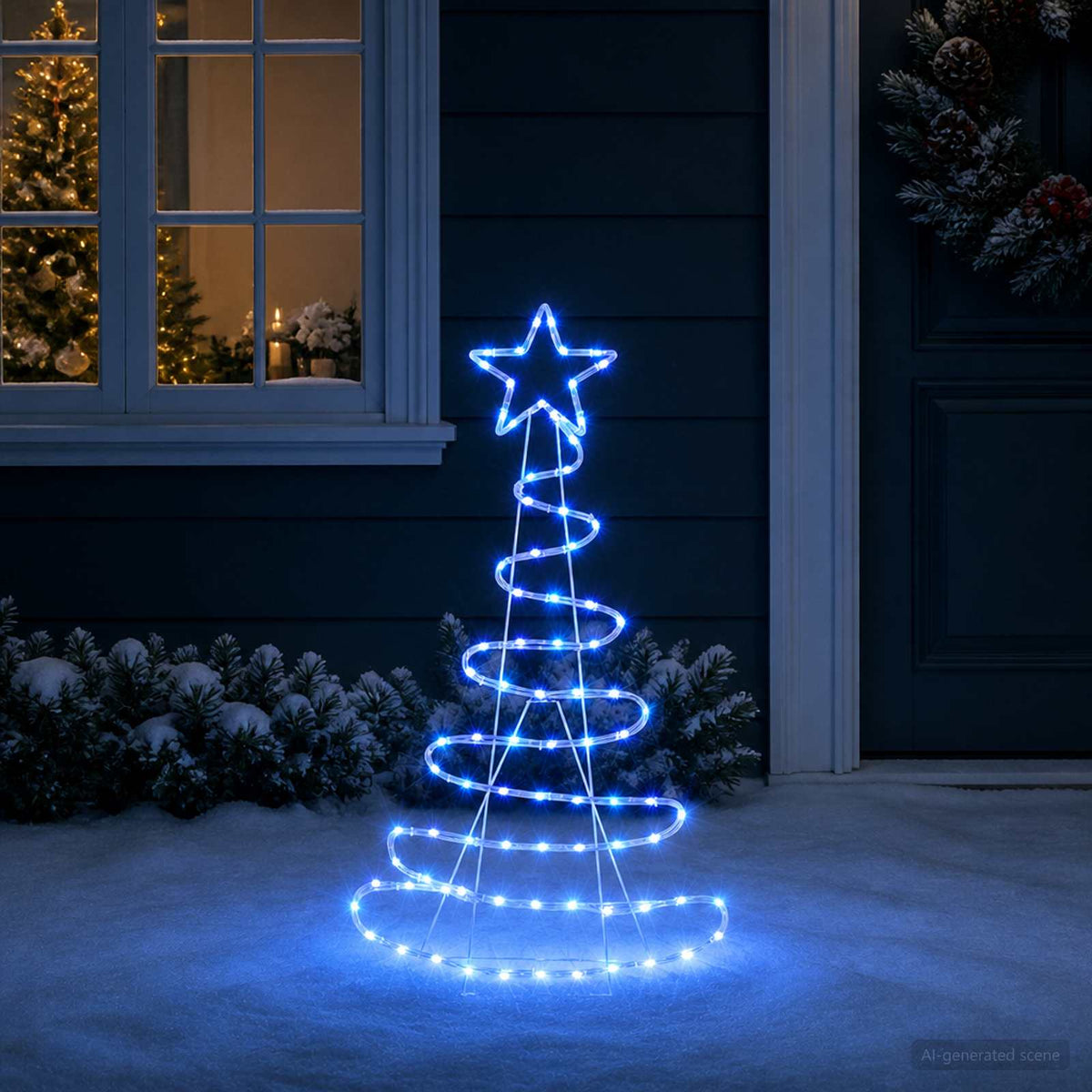 vidaXL LED Sign Christmas Tree LOVIISA 100 LEDs Blue 51 x 99 cm