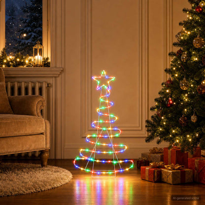 vidaXL LED Sign Christmas Tree LOVIISA 100 LEDs Multicolour 51 x 99 cm