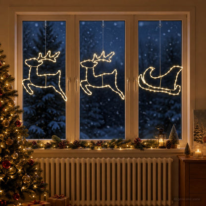 vidaXL Reindeer and Sleigh Christmas Decoration LOVIISA 180 LEDs