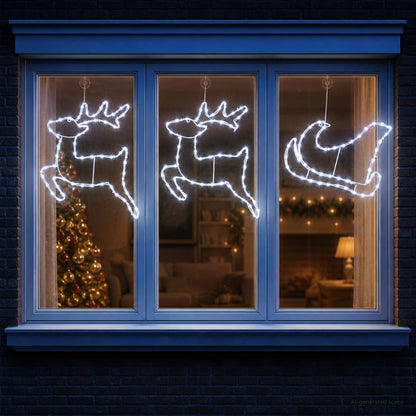 vidaXL Reindeer and Sleigh Christmas Decoration LOVIISA 180 LEDs