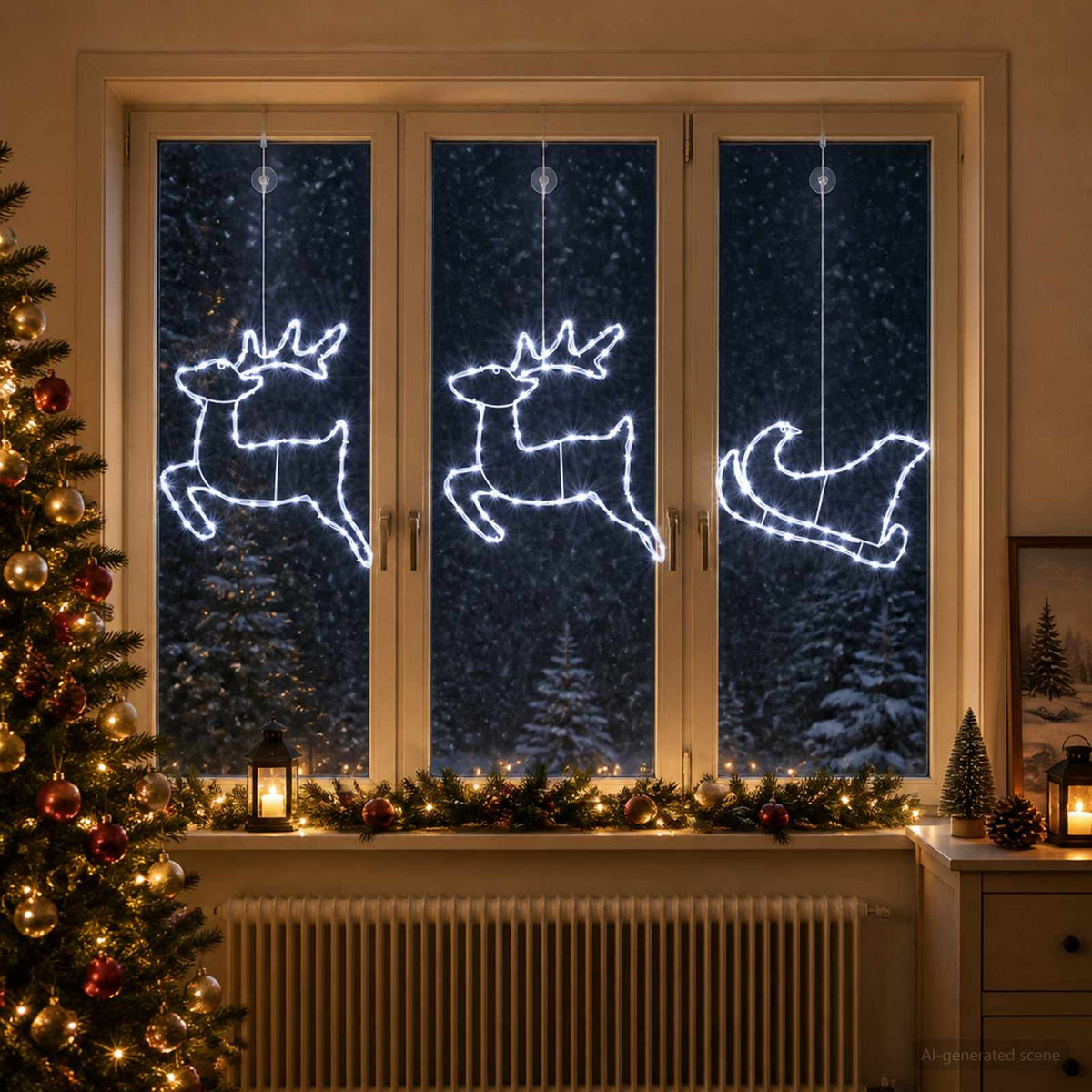 vidaXL Reindeer and Sleigh Christmas Decoration LOVIISA 180 LEDs
