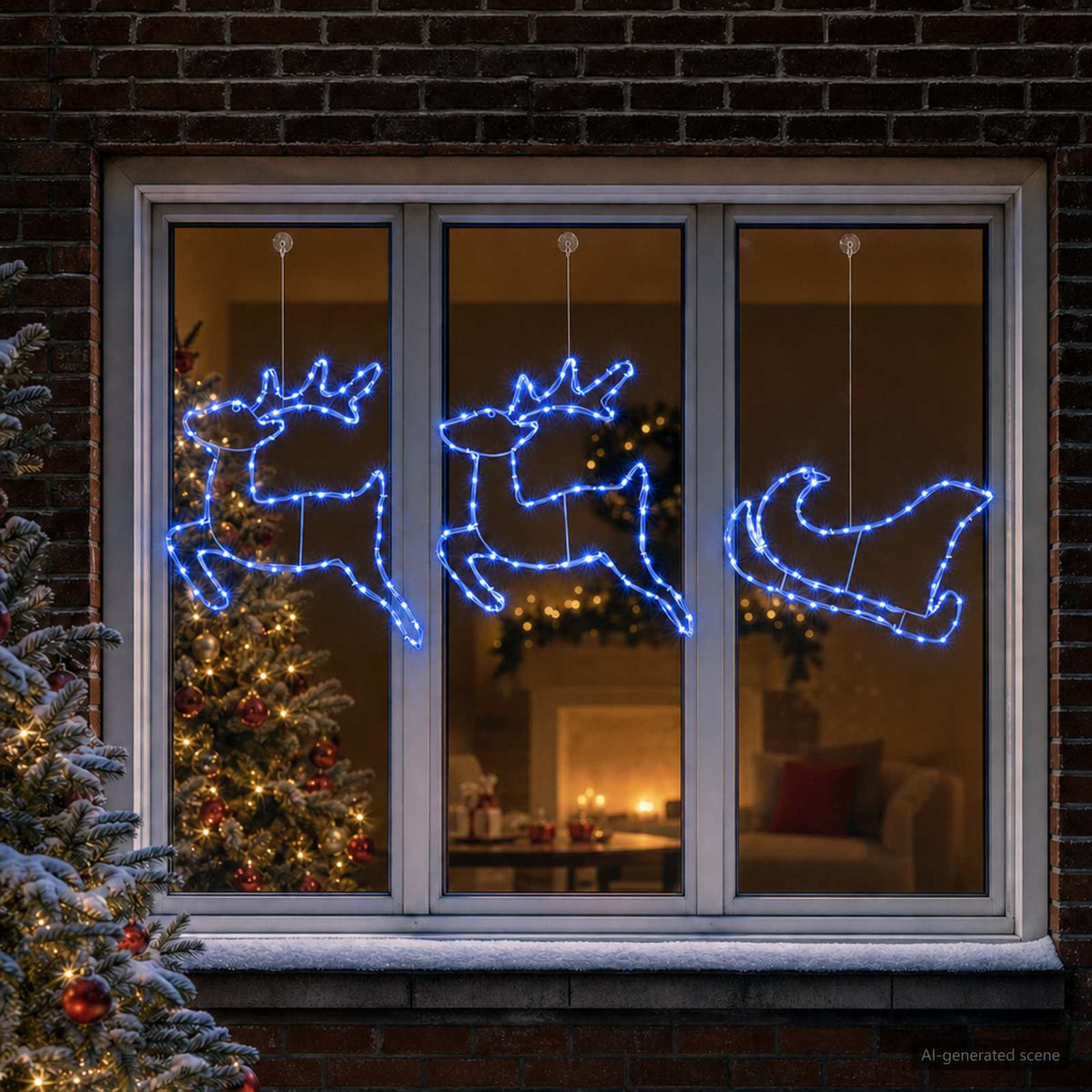 vidaXL Reindeer and Sleigh Christmas Decoration LOVIISA 180 LEDs Blue