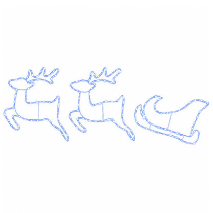 vidaXL Reindeer and Sleigh Christmas Decoration LOVIISA 180 LEDs Blue