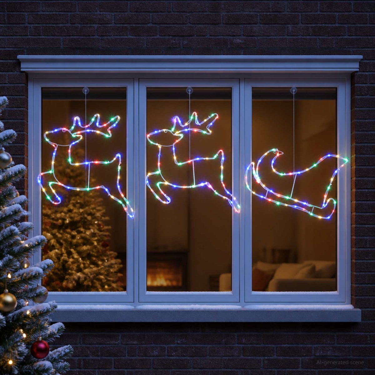 vidaXL Reindeer and Sleigh Christmas Decoration LOVIISA 180 LEDs
