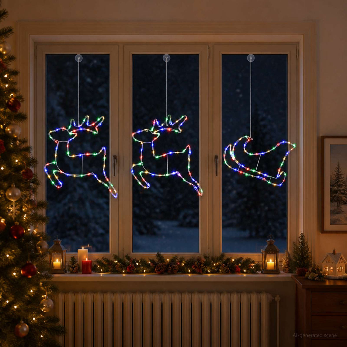 vidaXL Reindeer and Sleigh Christmas Decoration LOVIISA 180 LEDs