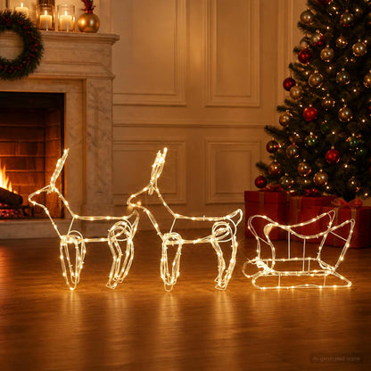 vidaXL Reindeer and Sleigh Christmas Decoration LOVIISA 240 LEDs