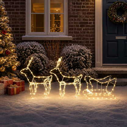 vidaXL Reindeer and Sleigh Christmas Decoration LOVIISA 240 LEDs