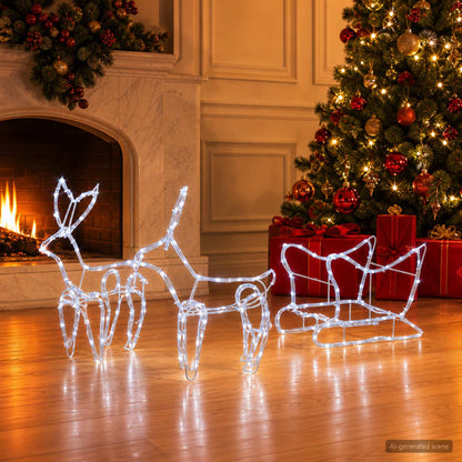 vidaXL Reindeer and Sleigh Christmas Decoration LOVIISA 240 LEDs