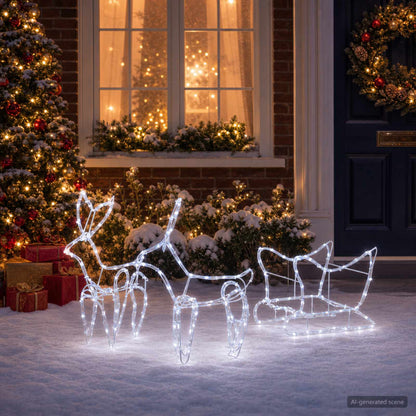 vidaXL Reindeer and Sleigh Christmas Decoration LOVIISA 240 LEDs