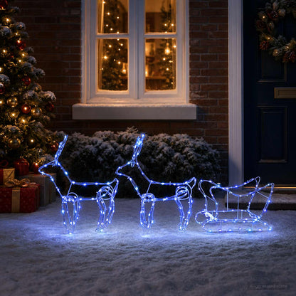 vidaXL Reindeer and Sleigh Christmas Decoration LOVIISA 240 LEDs Blue
