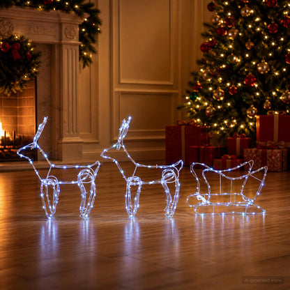 vidaXL Reindeer and Sleigh Christmas Decoration LOVIISA 240 LEDs Blue