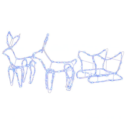 vidaXL Reindeer and Sleigh Christmas Decoration LOVIISA 240 LEDs Blue
