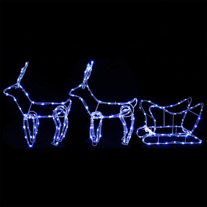 vidaXL Reindeer and Sleigh Christmas Decoration LOVIISA 240 LEDs Blue