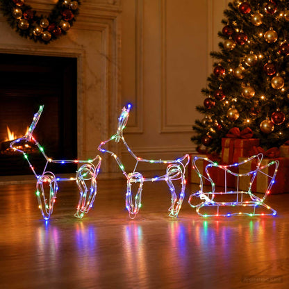 vidaXL Reindeer and Sleigh Christmas Decoration LOVIISA 240 LEDs