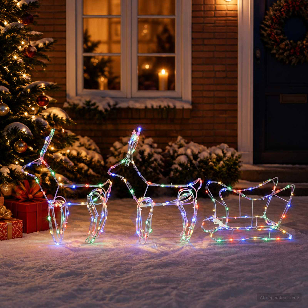 vidaXL Reindeer and Sleigh Christmas Decoration LOVIISA 240 LEDs