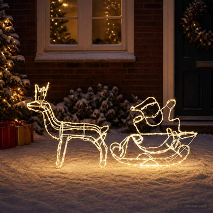 vidaXL Reindeer and Sleigh Christmas Decoration LOVIISA 320 LEDs