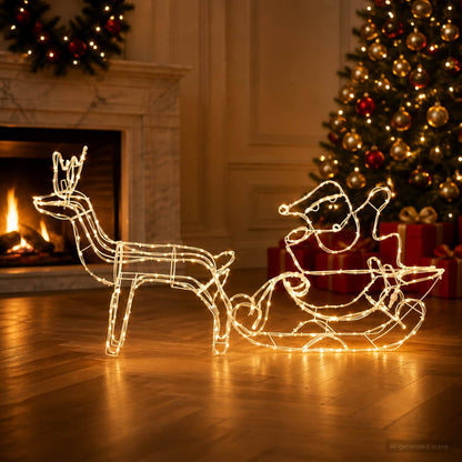 vidaXL Reindeer and Sleigh Christmas Decoration LOVIISA 320 LEDs