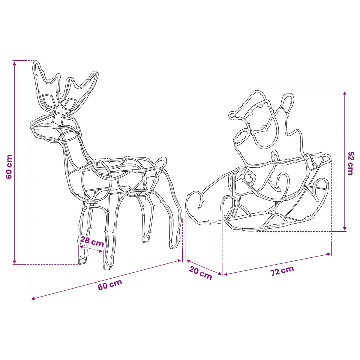 vidaXL Reindeer and Sleigh Christmas Decoration LOVIISA 320 LEDs