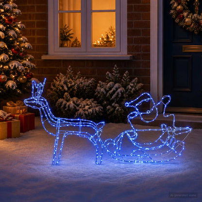 vidaXL Reindeer and Sleigh Christmas Decoration LOVIISA 320 LEDs Blue