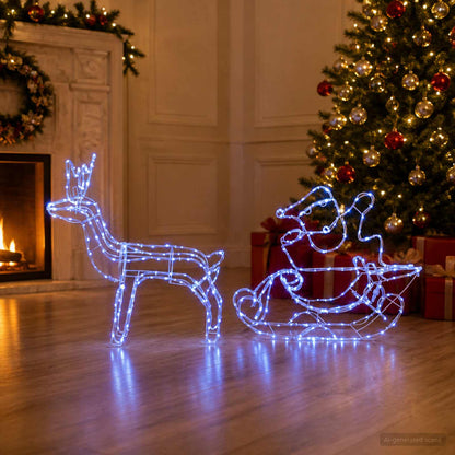 vidaXL Reindeer and Sleigh Christmas Decoration LOVIISA 320 LEDs Blue