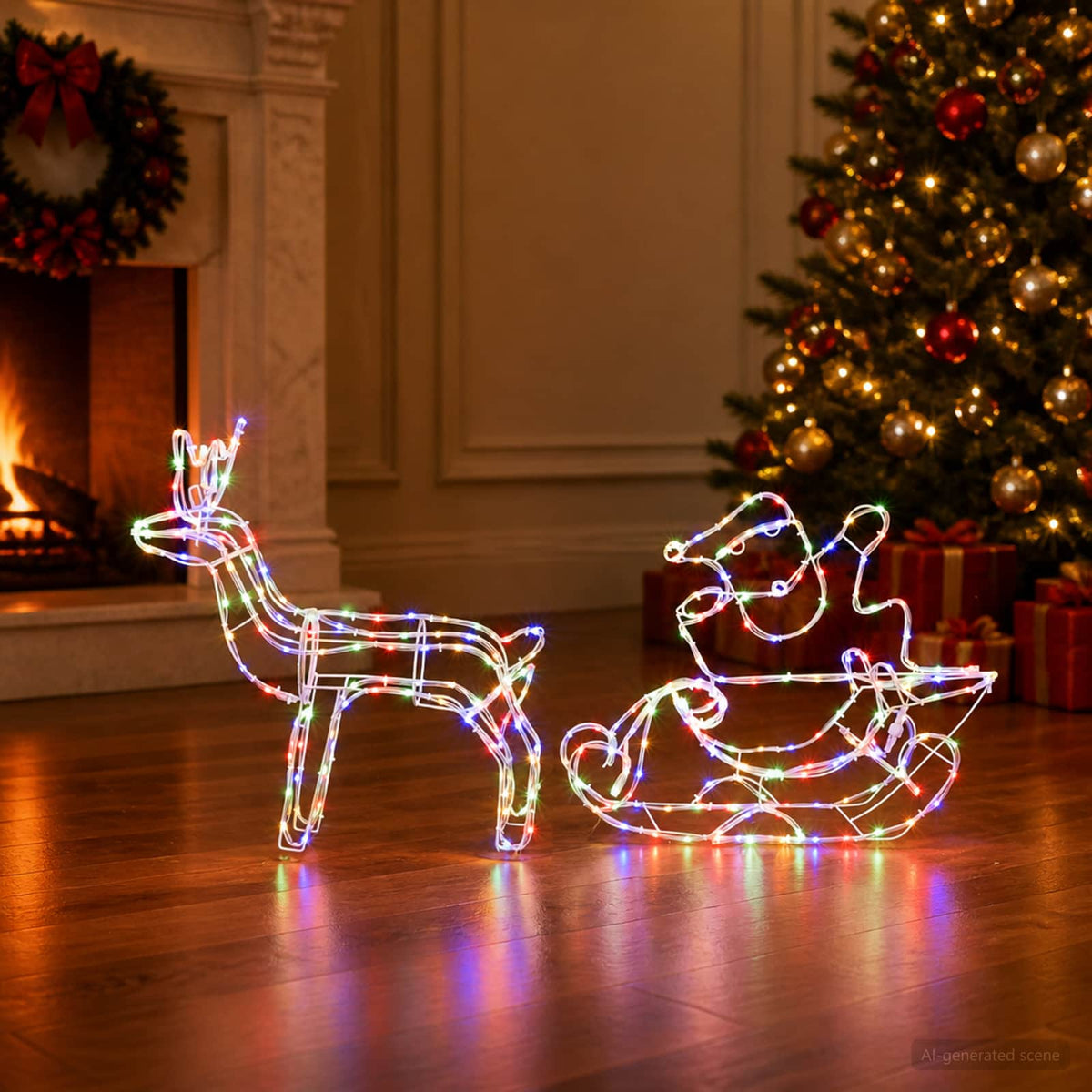 vidaXL Reindeer and Sleigh Christmas Decoration LOVIISA 320 LEDs