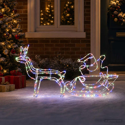 vidaXL Reindeer and Sleigh Christmas Decoration LOVIISA 320 LEDs