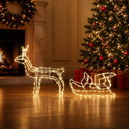 vidaXL Reindeer and Sleigh Christmas Decoration LOVIISA 240 LEDs