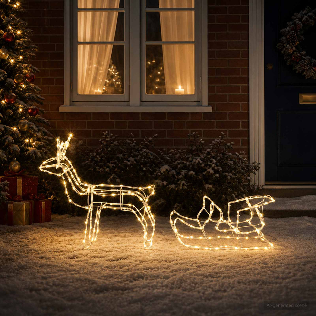 vidaXL Reindeer and Sleigh Christmas Decoration LOVIISA 240 LEDs