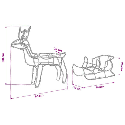vidaXL Reindeer and Sleigh Christmas Decoration LOVIISA 240 LEDs