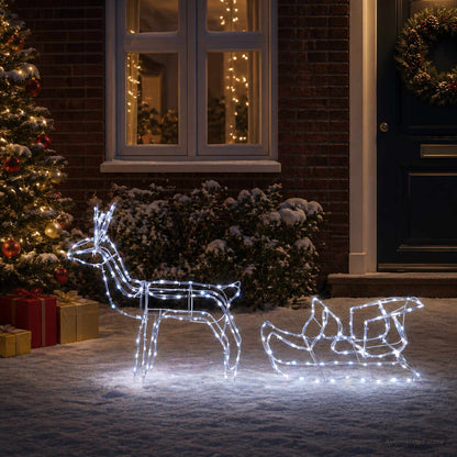 vidaXL Reindeer and Sleigh Christmas Decoration LOVIISA 240 LEDs