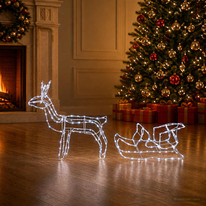 vidaXL Reindeer and Sleigh Christmas Decoration LOVIISA 240 LEDs