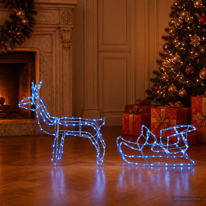 vidaXL Reindeer and Sleigh Christmas Decoration LOVIISA 240 LEDs Blue