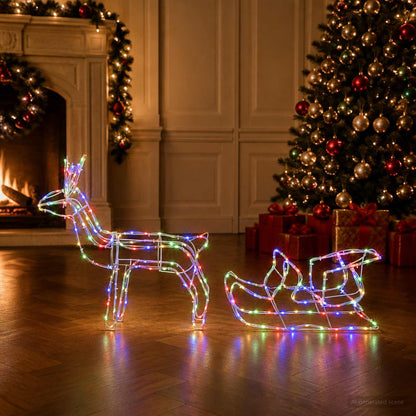 vidaXL Reindeer and Sleigh Christmas Decoration LOVIISA 240 LEDs