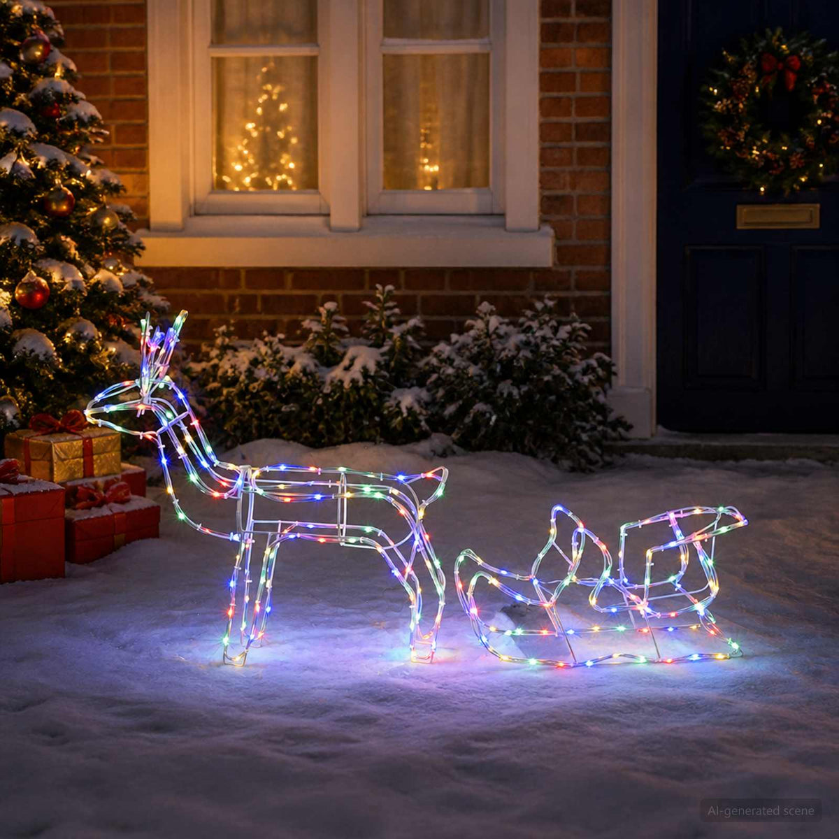 vidaXL Reindeer and Sleigh Christmas Decoration LOVIISA 240 LEDs