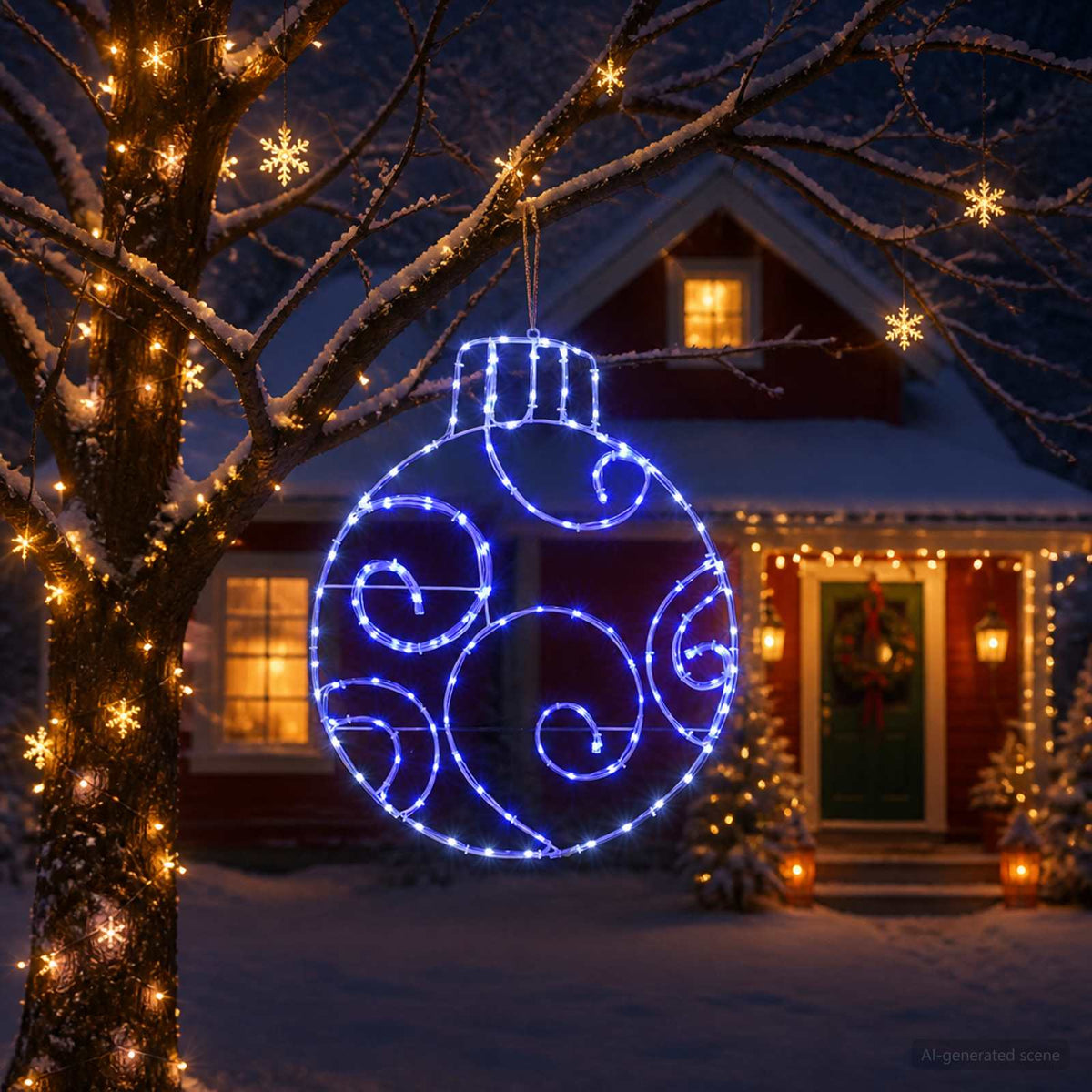 vidaXL LED Sign Bauble LOVIISA 160 LEDs Blue 55 x 65 cm