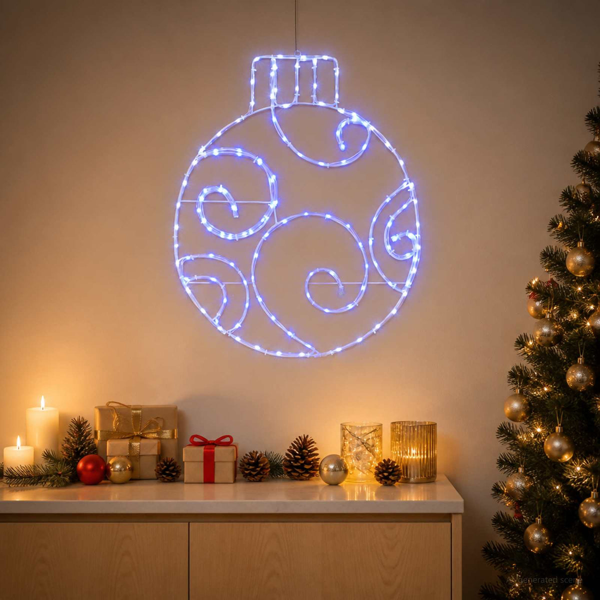 vidaXL LED Sign Bauble LOVIISA 160 LEDs Blue 55 x 65 cm