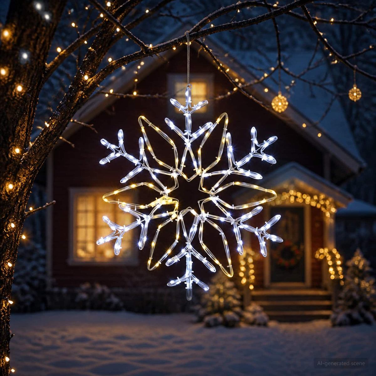 vidaXL Christmas Snowflake Lights LOVIISA 140 LEDs Cold White Ø 55 cm