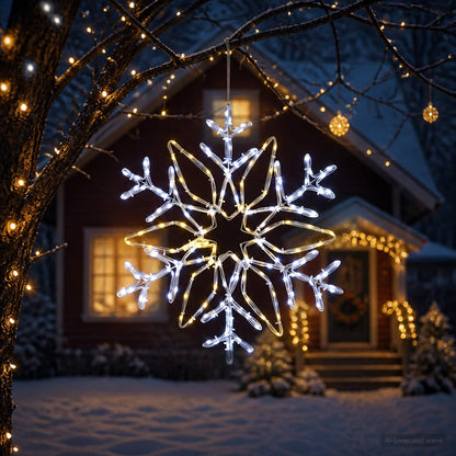 vidaXL Christmas Snowflake Lights LOVIISA 140 LEDs Cold White Ø 55 cm