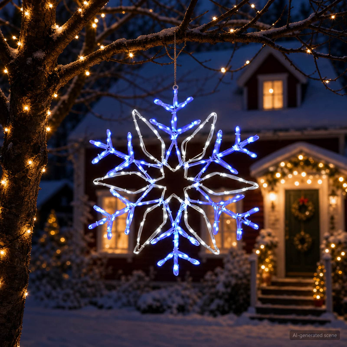 vidaXL Christmas Snowflake Lights LOVIISA 140 LEDs Cold White Ø 55 cm