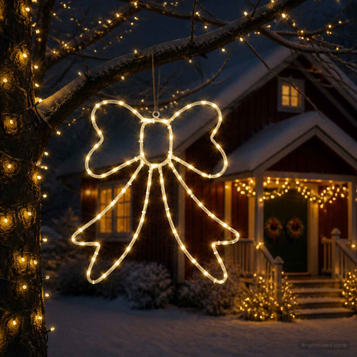 vidaXL LED Rope Light Bow LOVIISA 70 LEDs Warm White 50 x 51 cm