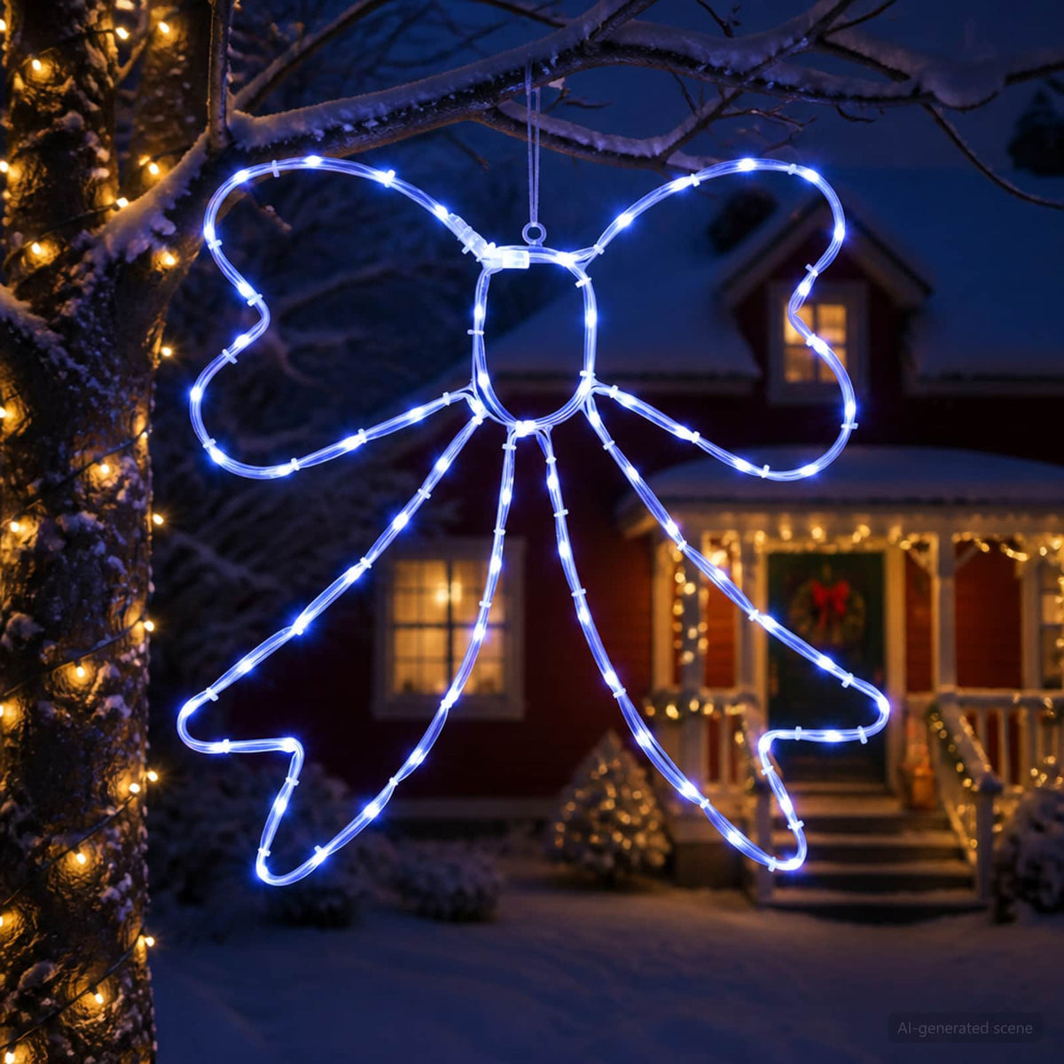 vidaXL LED Rope Light Bow LOVIISA 70 LEDs Blue 50 x 51 cm
