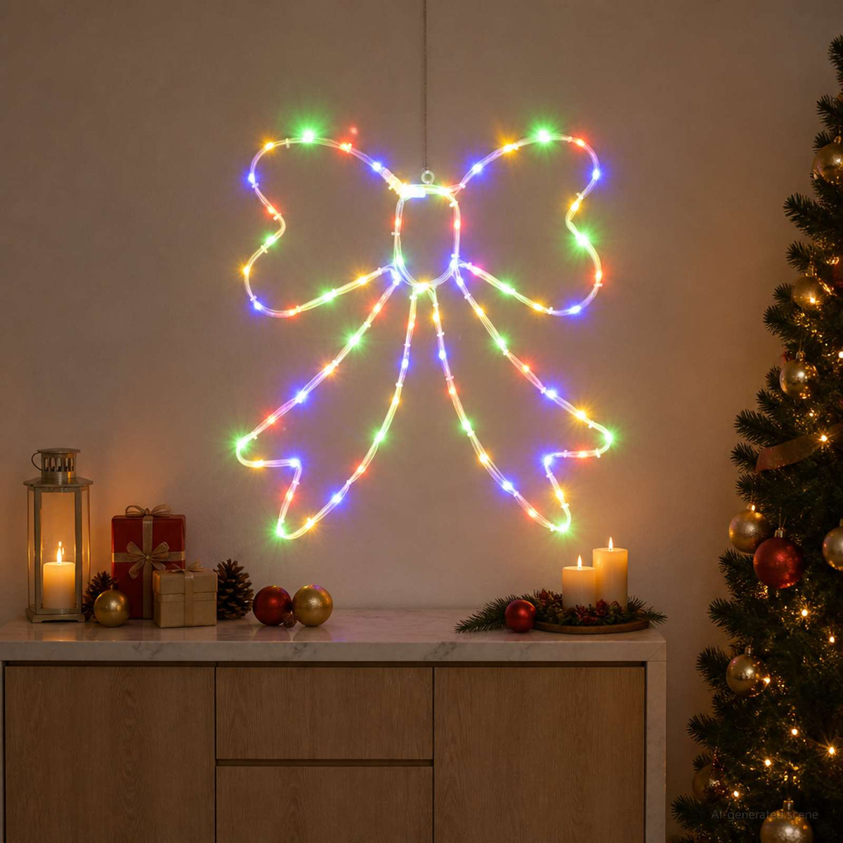 vidaXL LED Rope Light Bow LOVIISA 70 LEDs Multicolour 50 x 51 cm