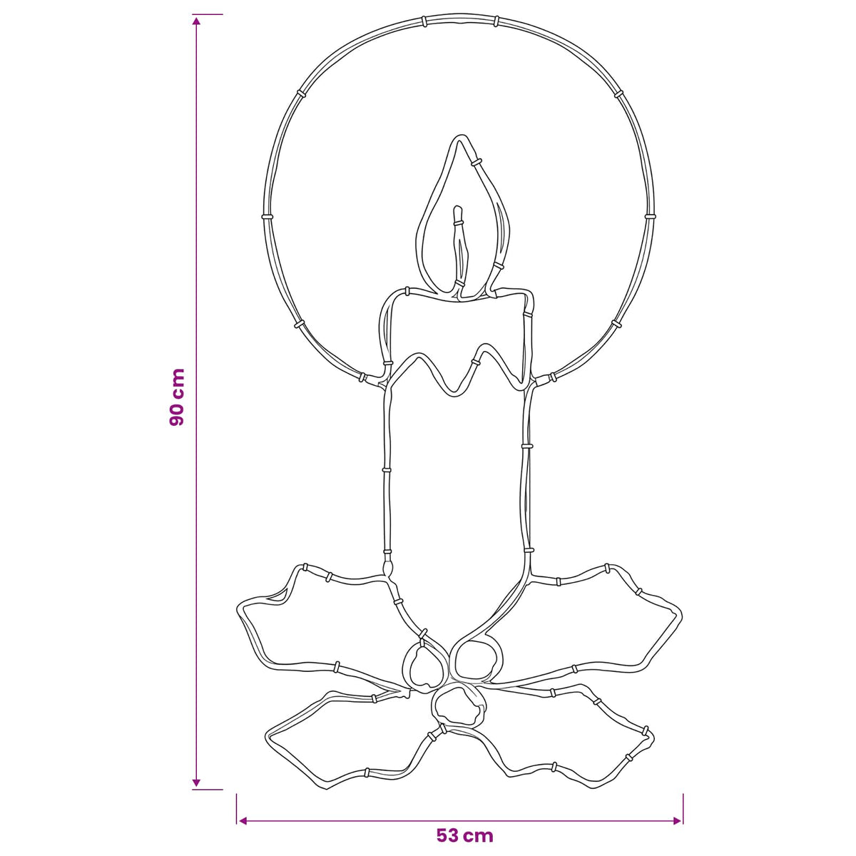 vidaXL LED Rope Light Candle with Holly LOVIISA 120 LEDs