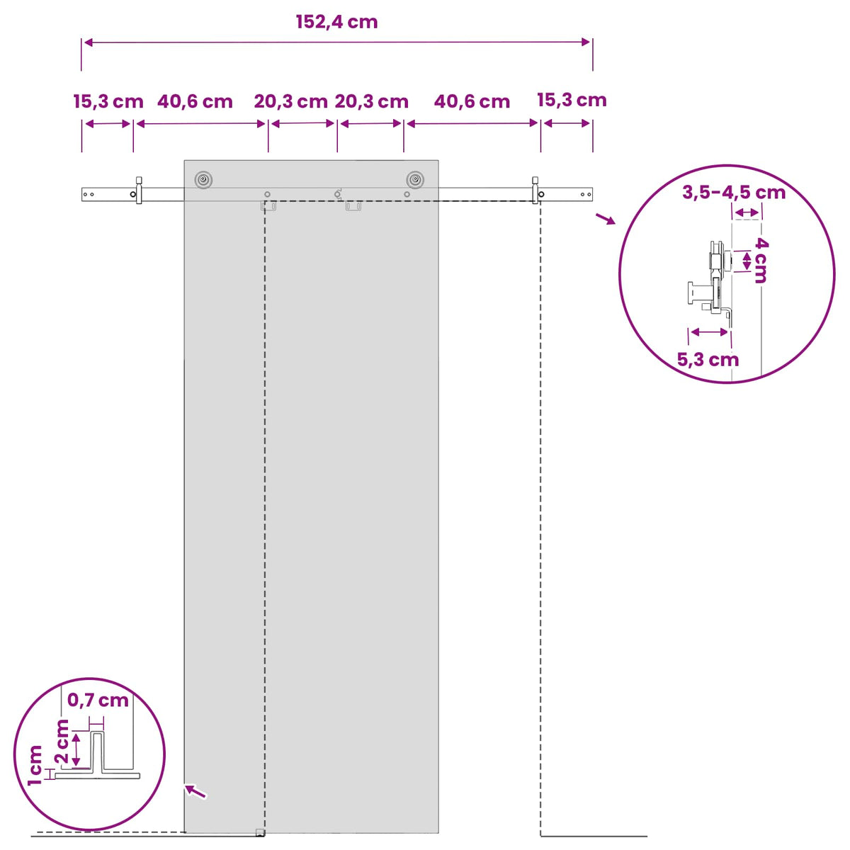 vidaXL Sliding Door Hardware Kit 152.4 cm Steel Black