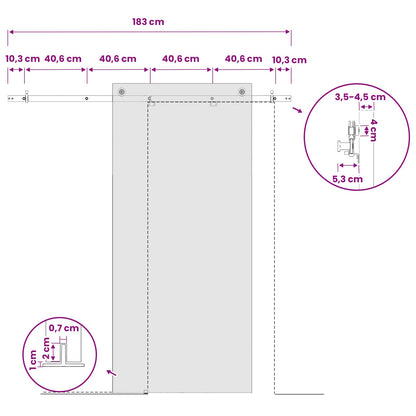 vidaXL Sliding Door Hardware Kit 183 cm Steel Black