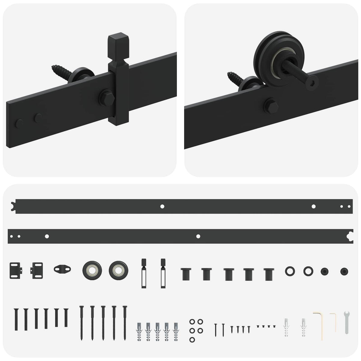 vidaXL Sliding Door Hardware Kit 200 cm Steel Black